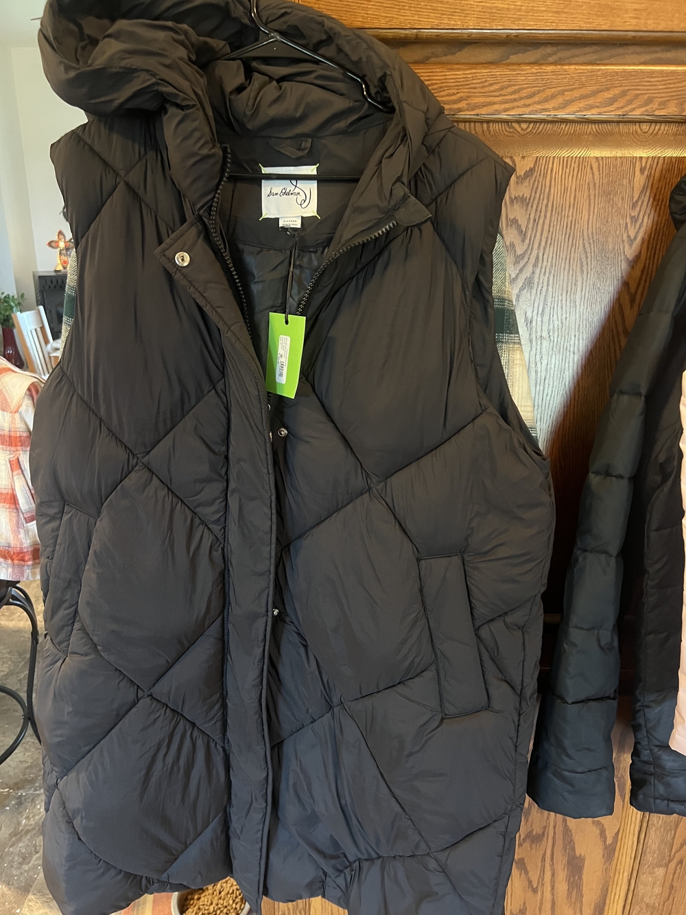 Sam Edelman Black Quilted Hooded Puffer Vest